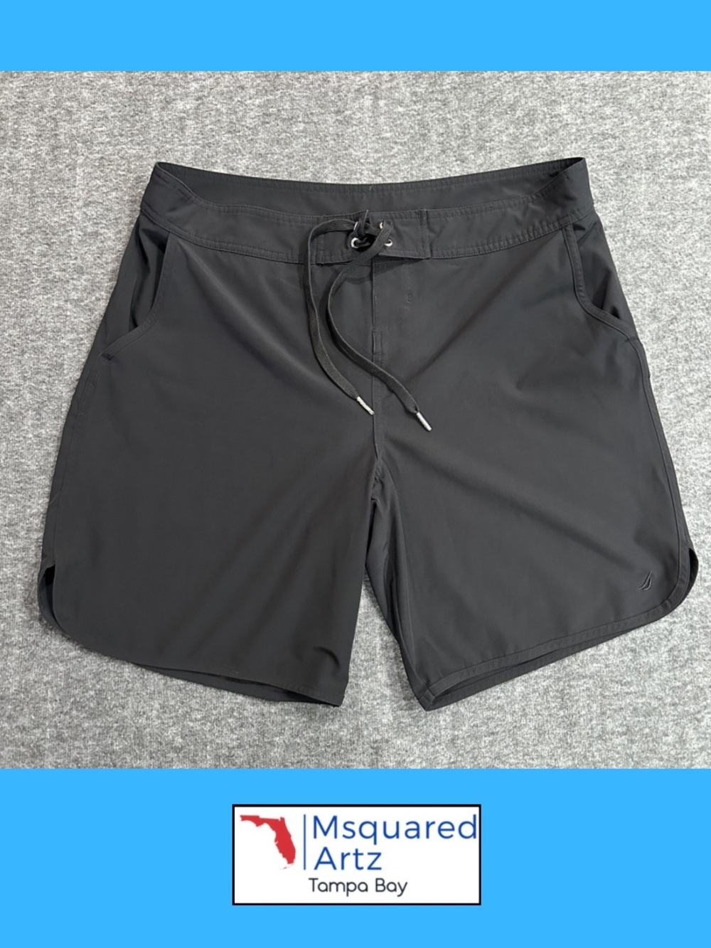 Nautica Stretch Board Shorts Black Swim Trunks Men's Large Beach Surf